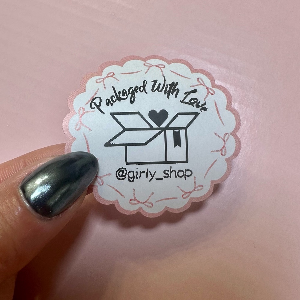 50 ct. Custom 2” Pink Bows Shipping Stickers- Packaged With Love - Picture 2 of 9